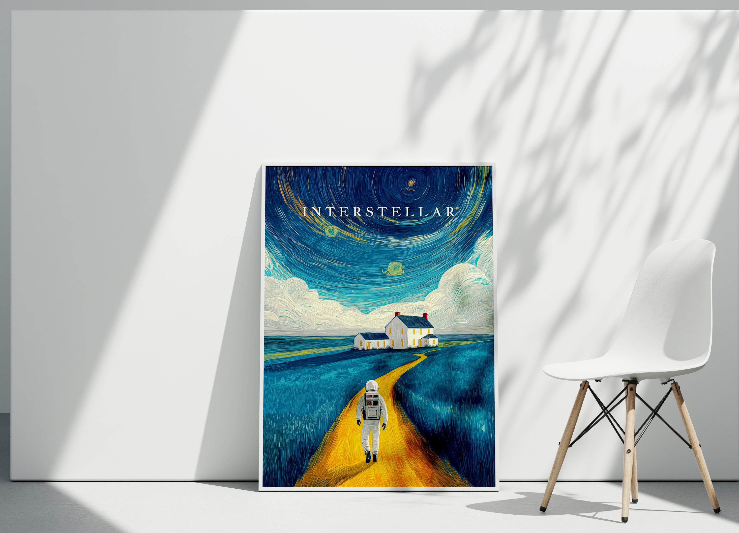 تابلو دکوراتیو فیلم Interstellar | پوستر فضایی با جاده زرد و آسمان پرستاره