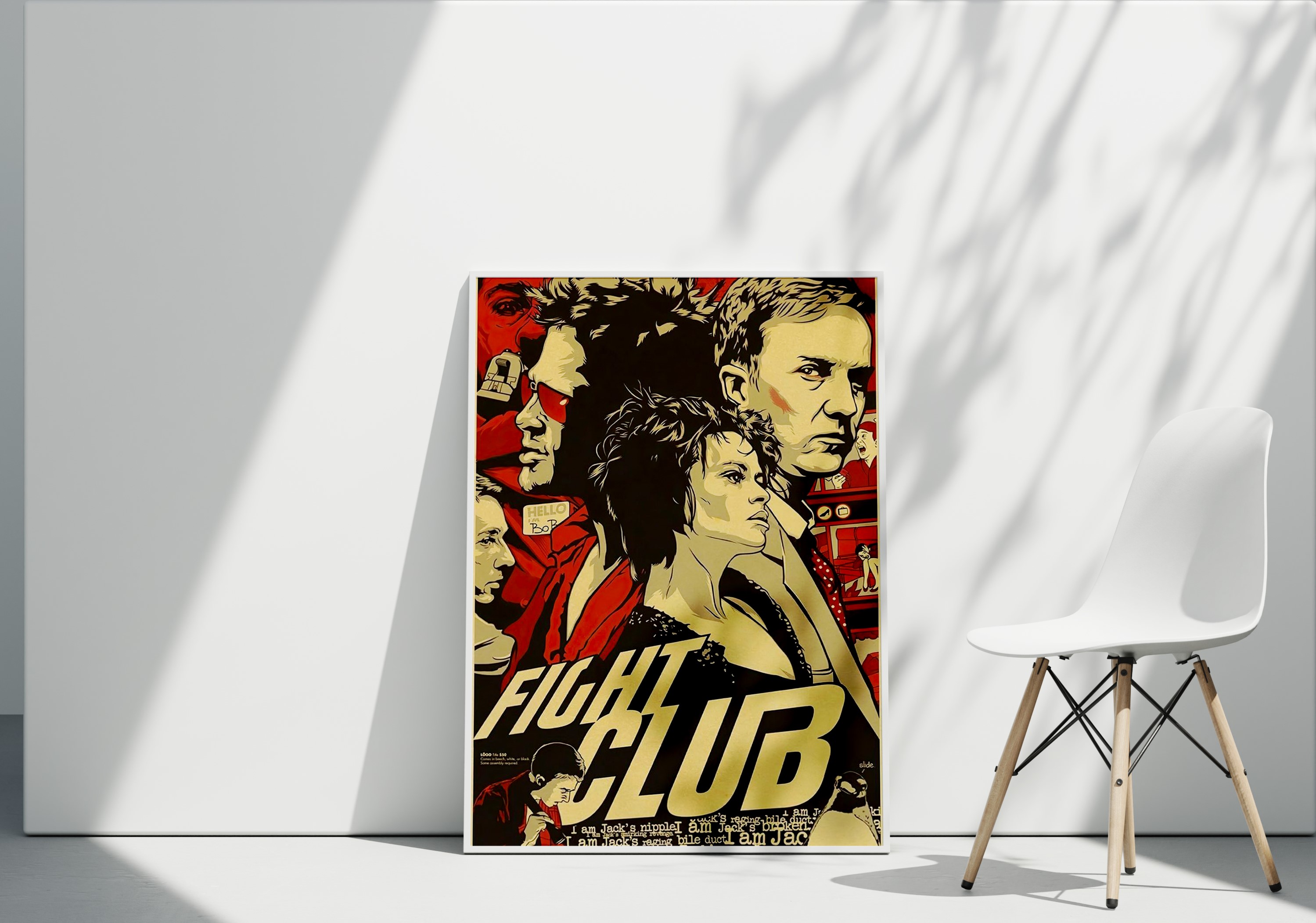 پوستر هنری فیلم Fight Club – تابلو گرافیکی با رنگ‌های قرمز و مشکی